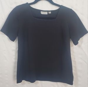 VINTAGE JOAN RIVERS Blouse Black Square Neck Size S